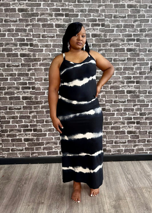 Stripe Tie Die Maxi Dress