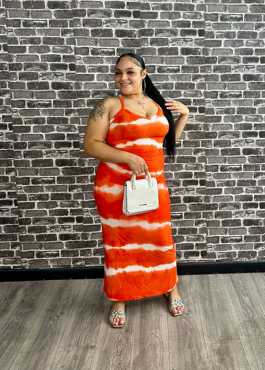 Stripe Tie Die Maxi Dress